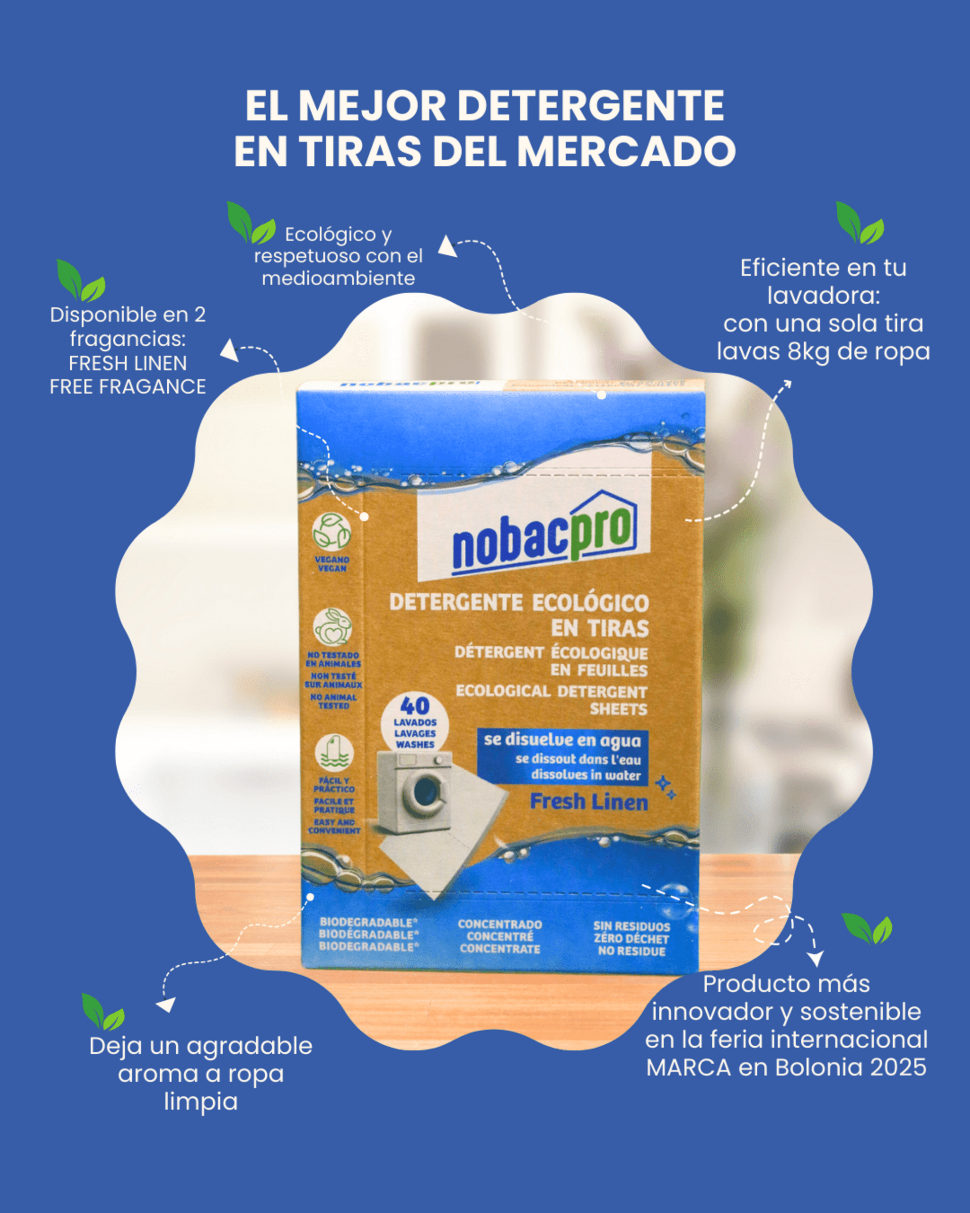 Detergente ecológico en tiras 40 lavados - Nobacpro - 3