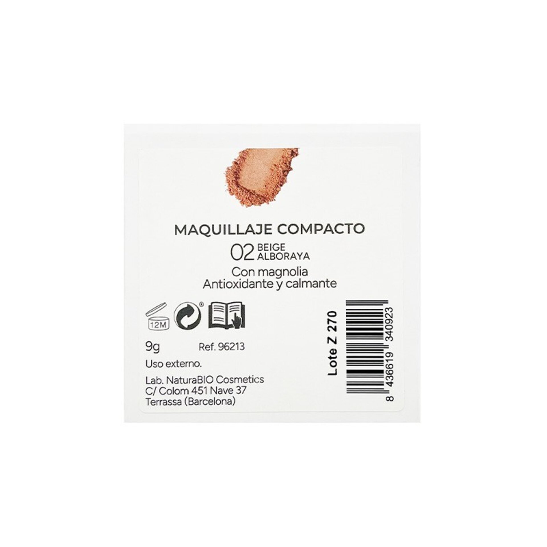 Maquillaje Compacto 02 Beige Alboraya 9g - NaturaBIO Cosmetics - 4