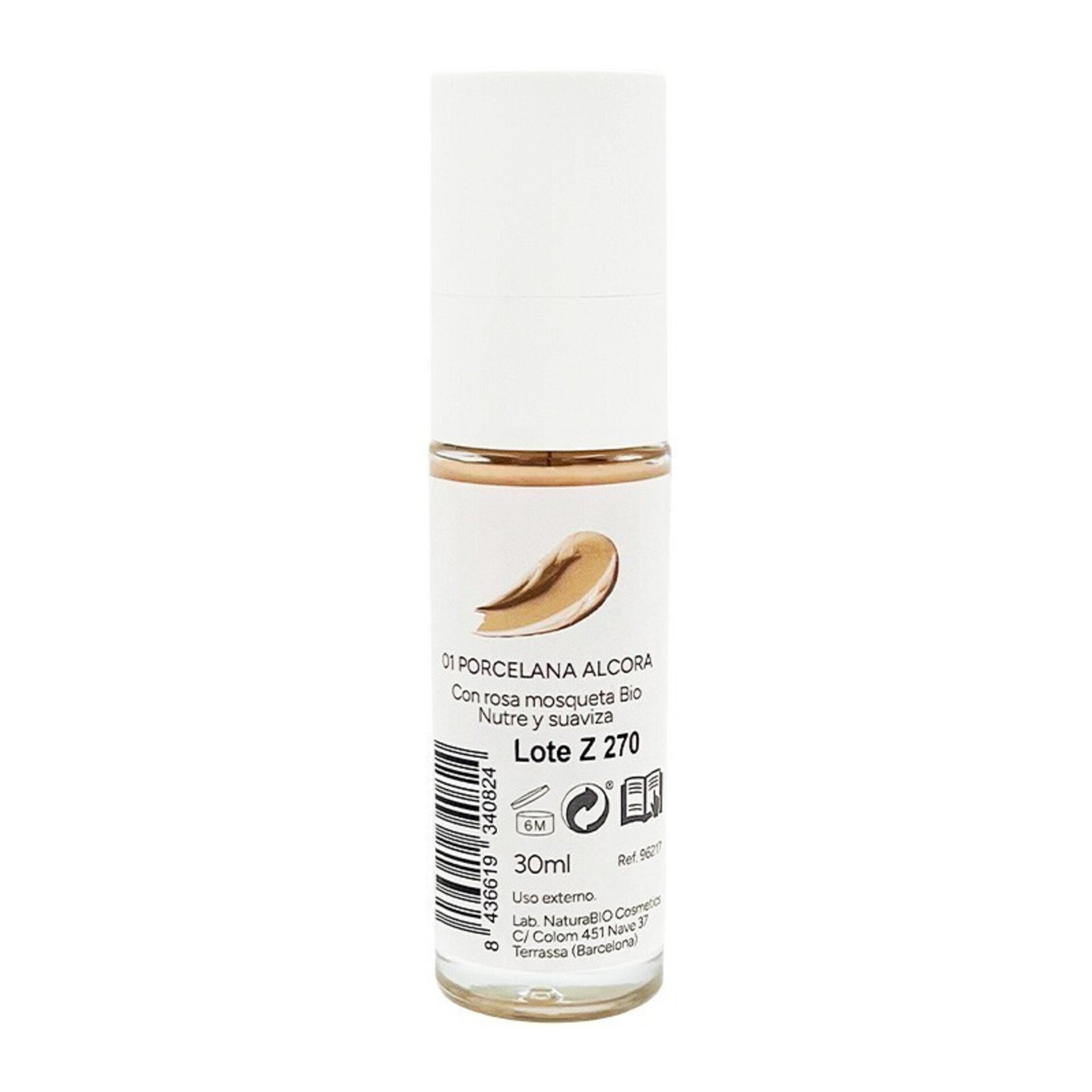 Maquillaje fluido 01 porcelana Alcora 30ml - NaturaBIO Cosmetics - 3